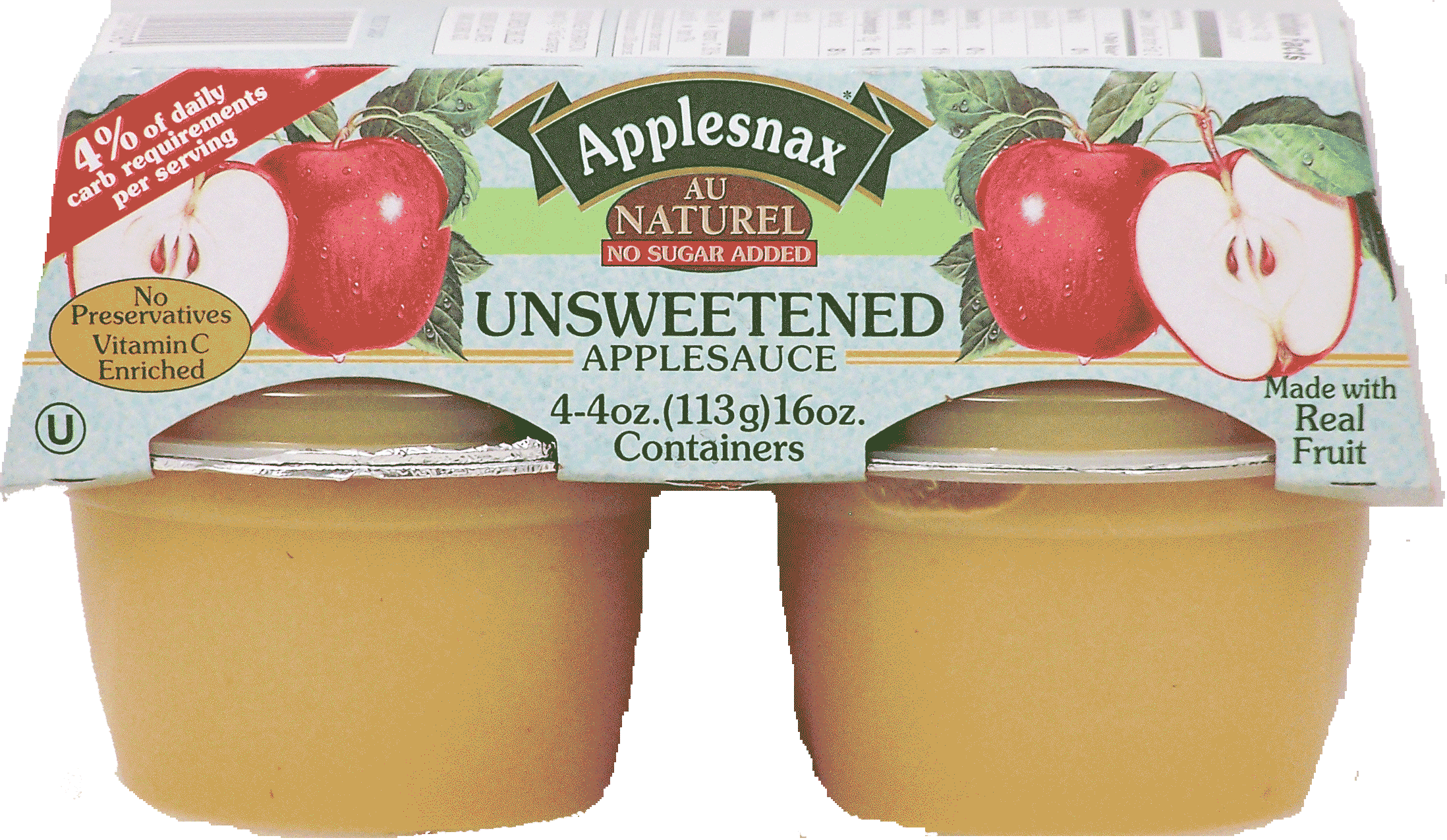 Applesnax&nbsp;&nbsp;unsweetened applesauce, made with real fruit Full-Size Picture
